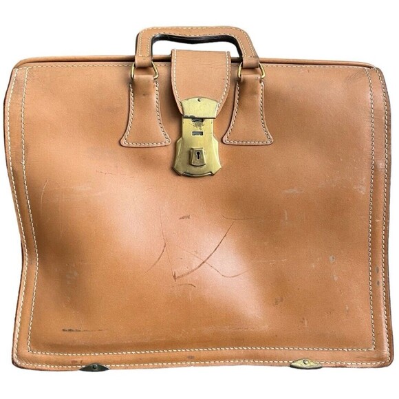 Vintage Leathercraft Briefcase Top Grain Cowhide LeatherBag 15 x 12 x 7